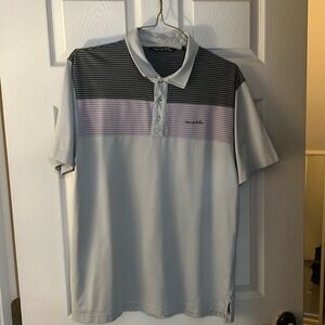 Travis Mathew Polo- Men’s Polo- Grey Striped